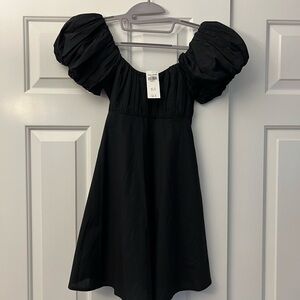 Abercrombie & Fitch Black Mini Dress with Puff Sleeves